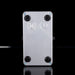 Metallic device with screws on a black background