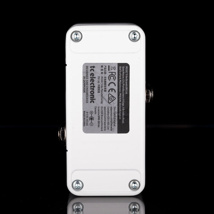 Guitar effects pedal with TC Electronic branding on a black background