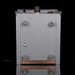 Metallic rectangular object with screws on a black background