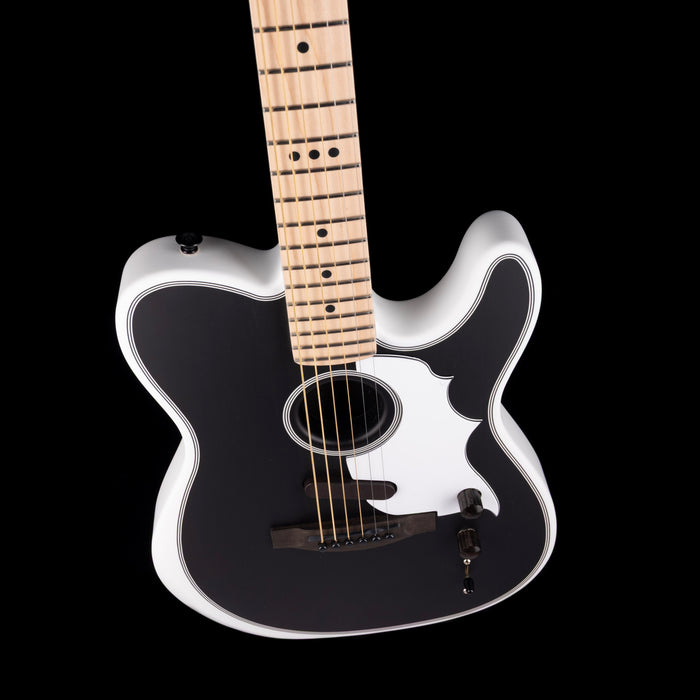 Pre Owned Fender Jack White Triplesonic Acoustasonic Telecaster Satin Arctic White with Black Top With OHSC