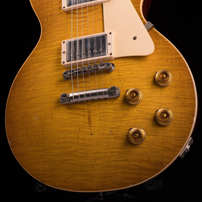 Pre Owned 2018 Gibson Custom Shop Tom Murphy Painted & Aged 1960 Les Paul Standard Reissue Dirty Lemon Burst With OHSC