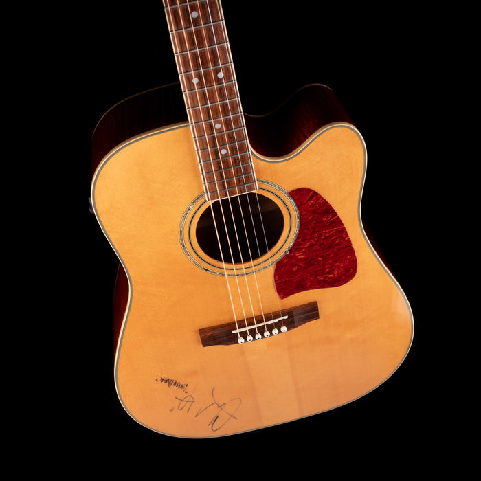 Pre-Owned 2001 Ibanez Artwood AW200CE Natural Acoustic Electric Guitar Owned and Signed by Chester Bennington