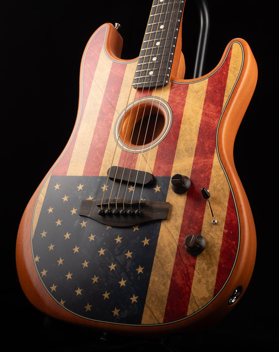 Pre Owned 2020 Fender Limited Edition American Flag Acoustasonic Stratocaster With Soft Case