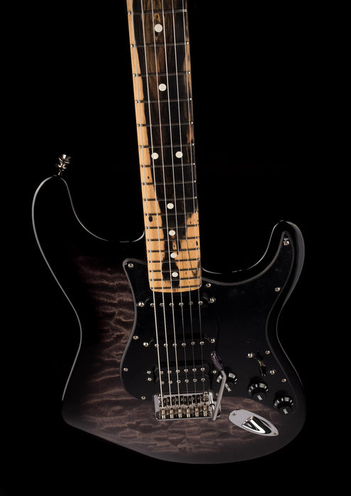 Pre Owned Fender Limited Edition American QMT Stratocaster HSS Pale Moon Trans Black With OHSC