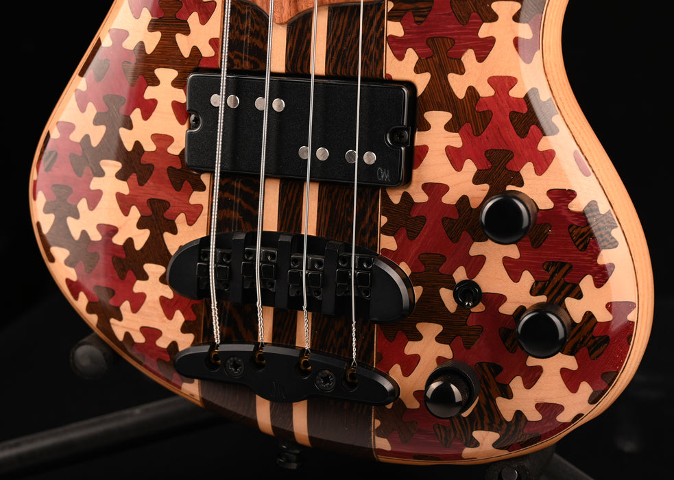 Mayones Cali4 Bass (17.5" Scale) Swamp Ash Body Triskelion Top Natural with Case - IN STOCK!!!
