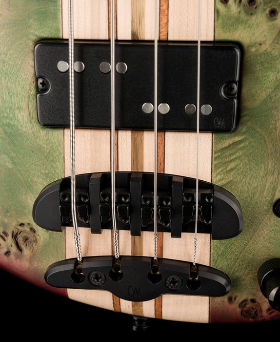 Mayones Cali4 17.5" Scale Bass Swamp Ash TEW Body 3A Eye Poplar Top Custom Color Goblinburst