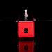 Red electronic device with a black background