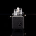 Small electronic device with clear components on a black background