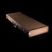 Brown guitar case on a black background