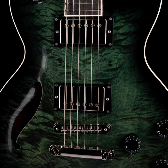 Prestige Guitars Master Built Elite Quilted Maple Semi-Hollow Forest Green Burst with Case