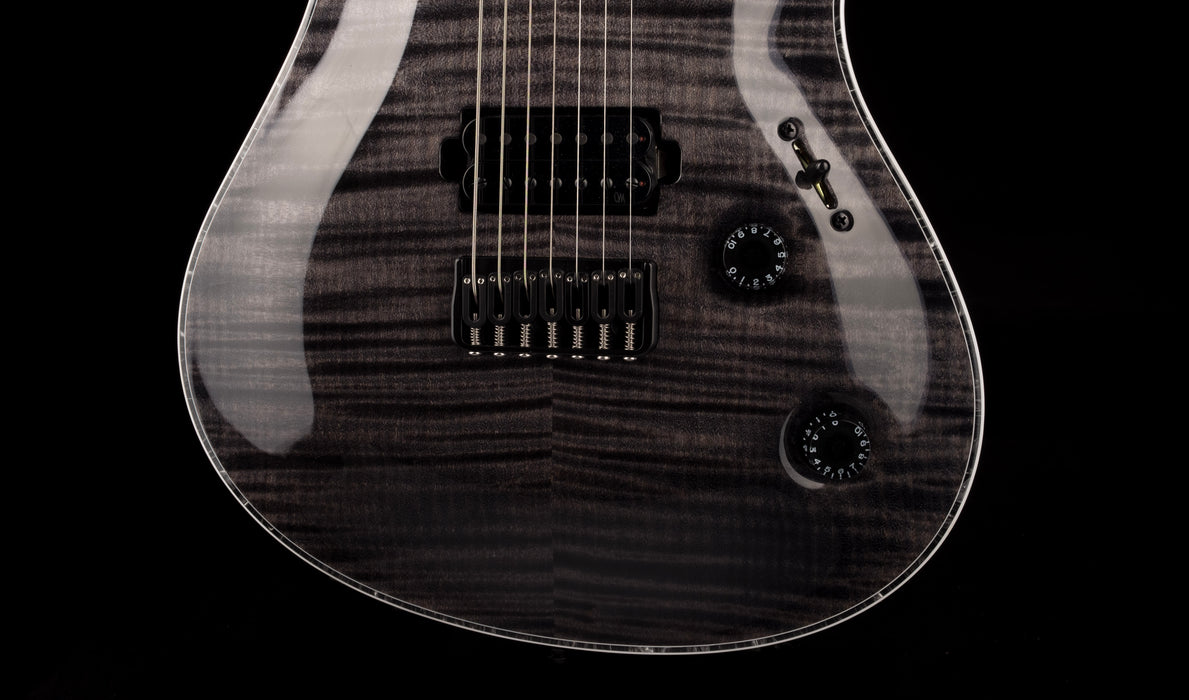 Mayones Regius Core 7 String Flame Top Trans Graphite Gloss Finish Guitar With Case