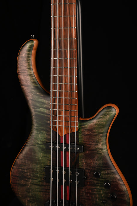 Mayones Patriot Tank 5 String Bass Guitar Flame Top Transparent Green with Case