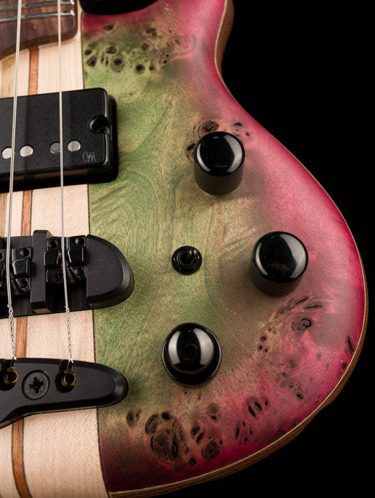 Mayones Cali4 17.5" Scale Bass Swamp Ash TEW Body 3A Eye Poplar Top Custom Color Goblinburst