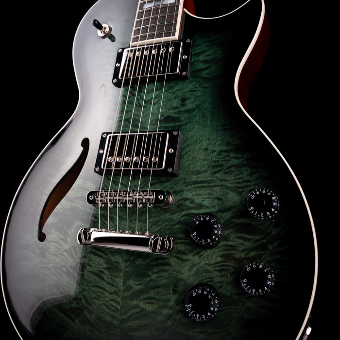 Prestige Guitars Master Built Elite Quilted Maple Semi-Hollow Forest Green Burst with Case