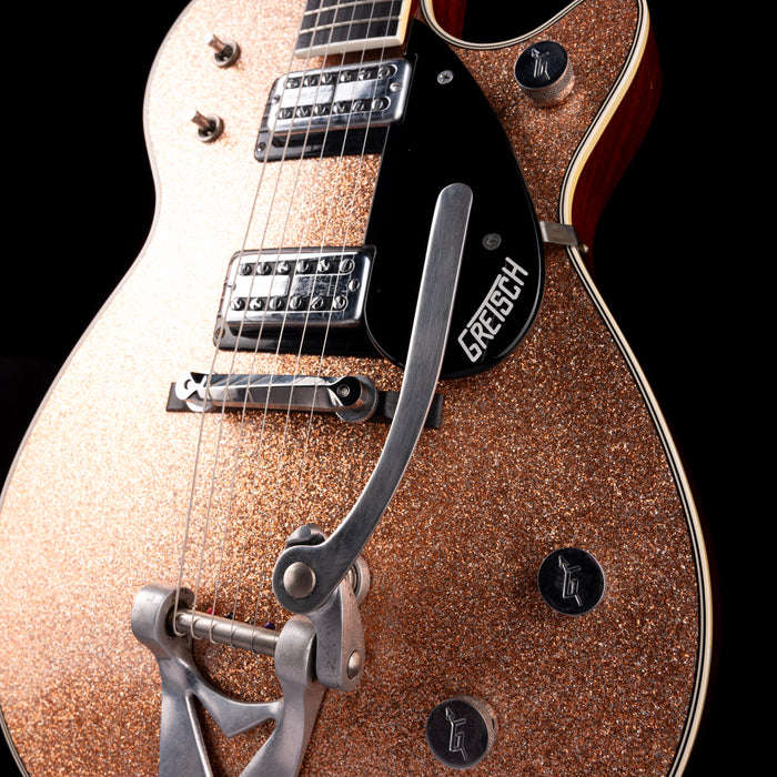 Pre Owned 2015 Gretsch Custom Shop G6128CS 1959 Duo Jet Relic Champagne Sparkle With OHSC