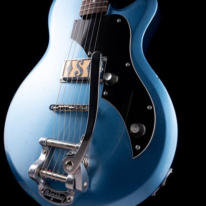 Pre Owned Supro Model 2010BM Jamesport Single Pickup Island Series Ocean Blue Metallic With Bigsby With OHSC