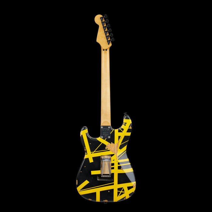 EVH Limited Edition Striped Series Frankenstein Frankie Aged Black with Yellow Stripes Back