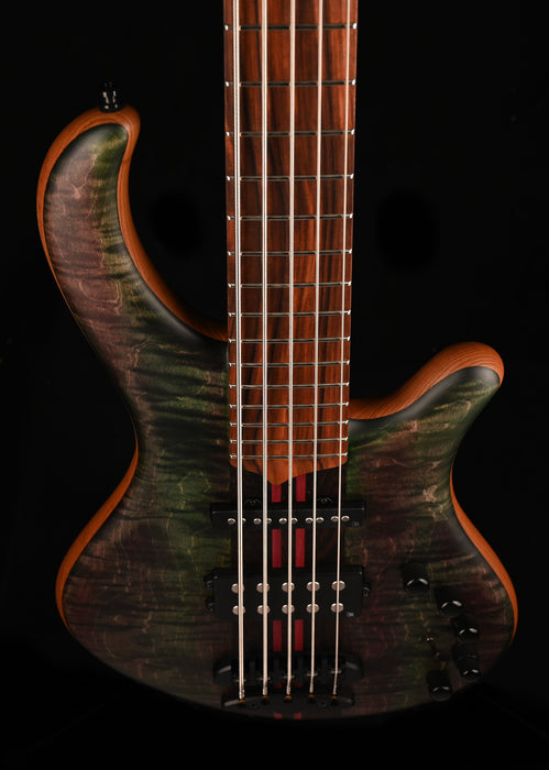 Mayones Patriot Tank 5 String Bass Guitar Flame Top Transparent Green with Case