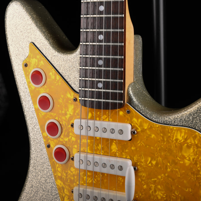 Pre Owned 2004 DiPinto Galaxie IV Los Straitjackets Silver Sparkle (Made in Korea) with Gig Bag