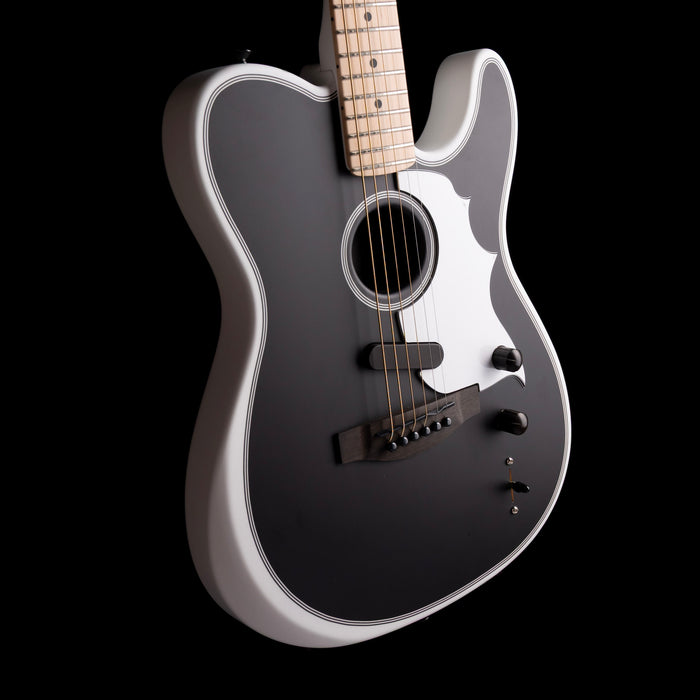 Pre Owned Fender Jack White Triplesonic Acoustasonic Telecaster Satin Arctic White with Black Top With OHSC