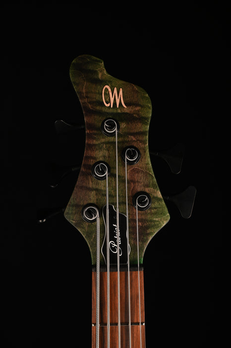 Mayones Patriot Tank 5 String Bass Guitar Flame Top Transparent Green with Case