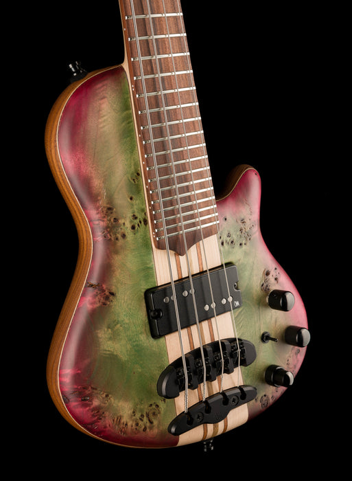 Mayones Cali4 17.5" Scale Bass Swamp Ash TEW Body 3A Eye Poplar Top Custom Color Goblinburst