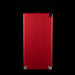 Red rectangular box with a textured surface on a black background