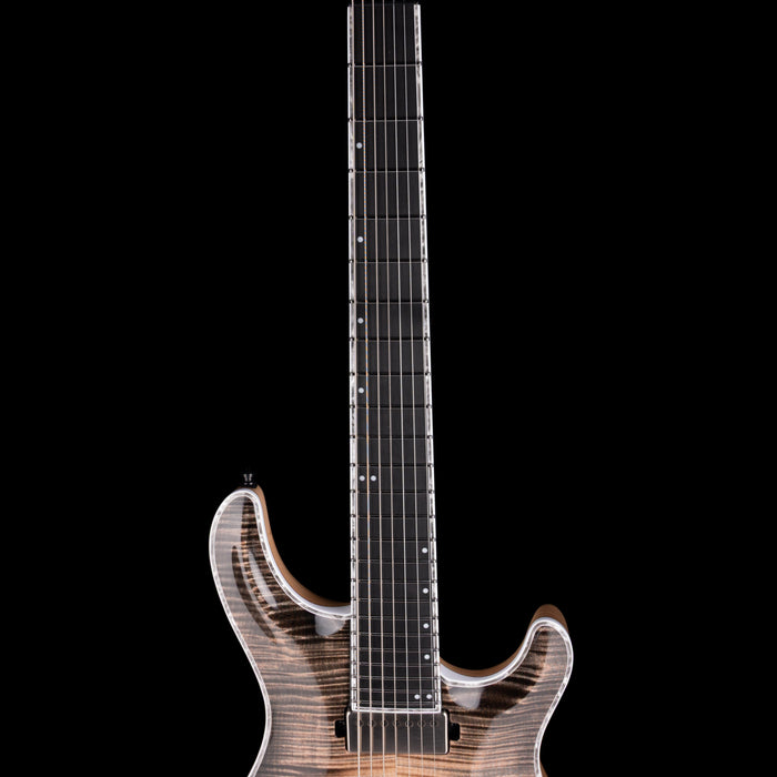 Mayones Regius Core 7 String Baritone 27" Scale 4A Flame Maple Top Black Feather Finish Gloss+Matt