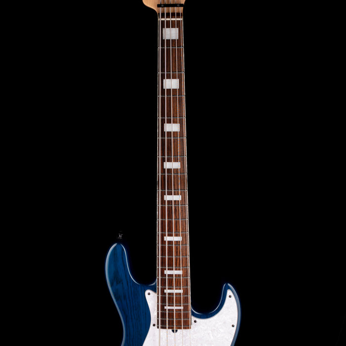 Pre Owned 2015 Bacchus Craft Standard JB5 5-String Bass Trans Inked Blue With Gig Bag