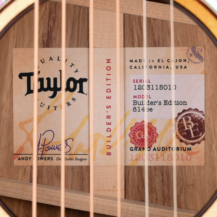 Taylor Builder's Edition 814ce Honduran Rosewood Kona Edgeburst With Case