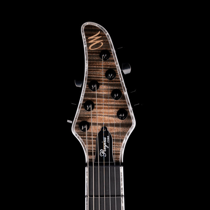 Mayones Regius Core 7 String Baritone 27" Scale 4A Flame Maple Top Black Feather Finish Gloss+Matt