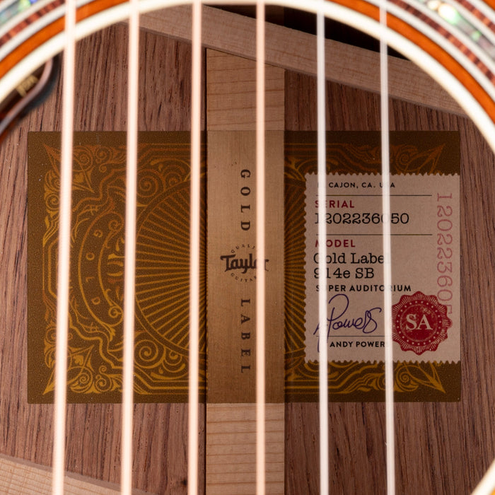 Taylor Gold Label 914e Teardrop Sunburst Acoustic Electric Guitar with Case