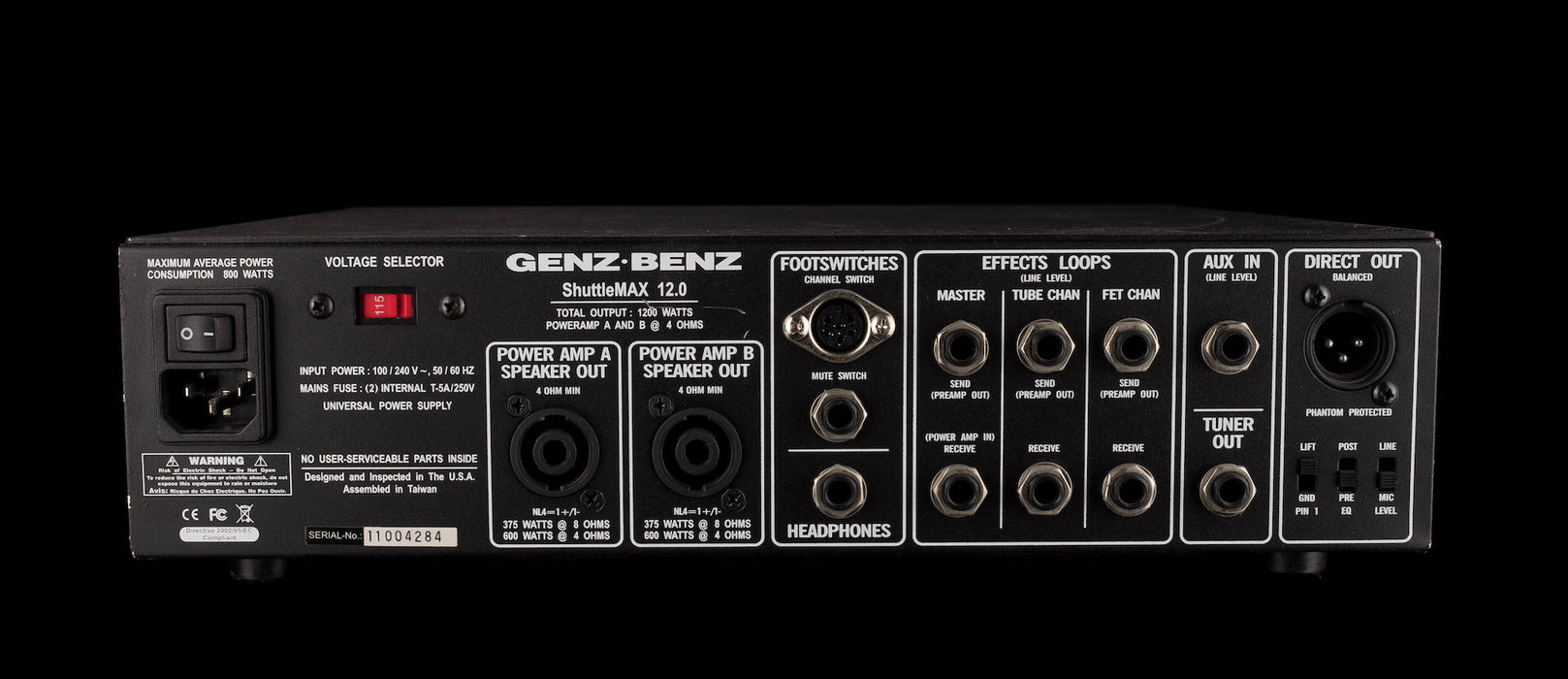 Used Genz Benz Shuttle Max 12.0 Bass Amp Head With Footswitch
