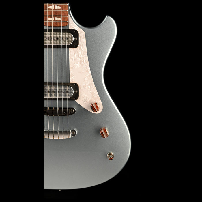 Powers Electric A-Type Hardtail Guitar Silver Blue Metallic Body Right
