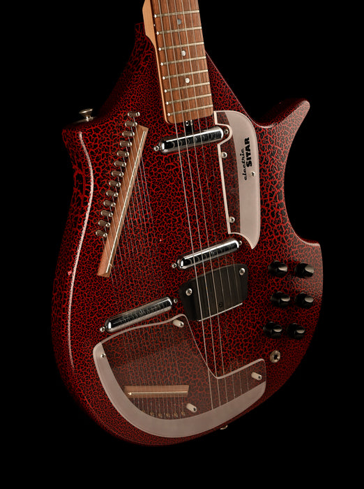 Pre Owned Jerry Jones Master Sitar Electric Guitar Red Crackle With OHSC