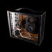 Vintage-style amplifier with speaker and control panel on a black background