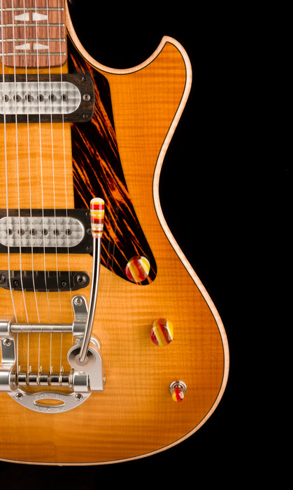 Powers Electric A-Type Select Wild Honey Burst Firestripe Pickguard With Softshell Case