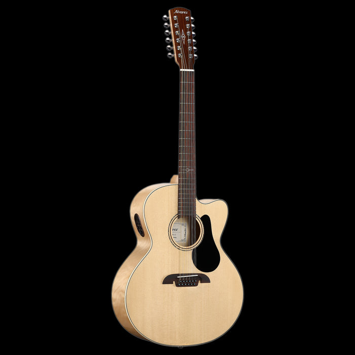Alvarez AJ-80CE-12 String Cutaway Acoustic-Electric Jumbo Guitar Natural Front Left