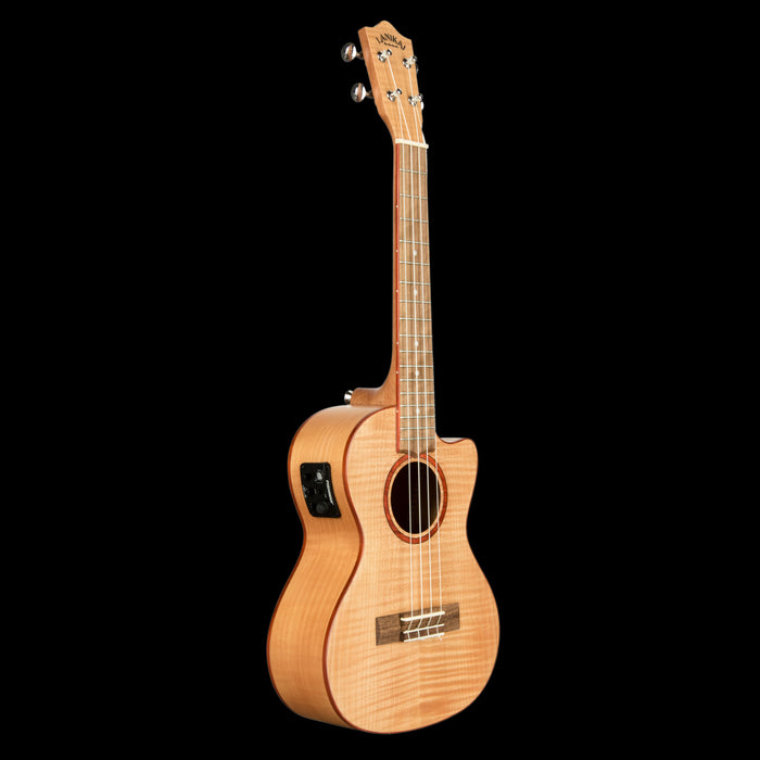 Lanikai FM-CET Flame Maple Tenor with Kula Preamp Acoustic Electric Ukulele Front Angle