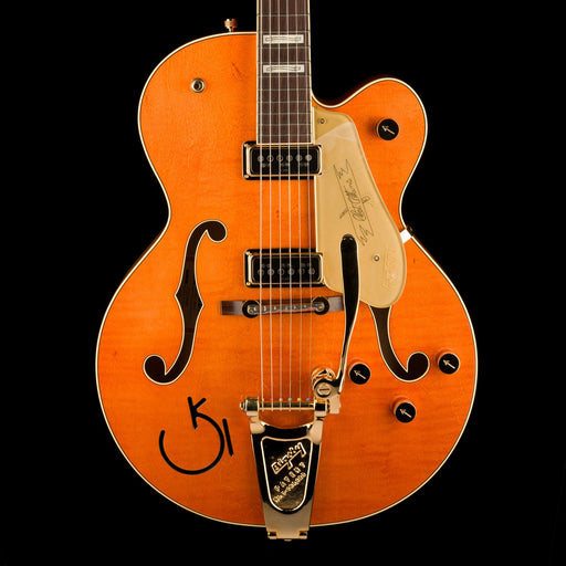 Gretsch G6120T-55 Vintage Select Edition '55 Chet Atkins Hollow Body with Bigsby Vintage Orange Stain Lacquer Font Crop