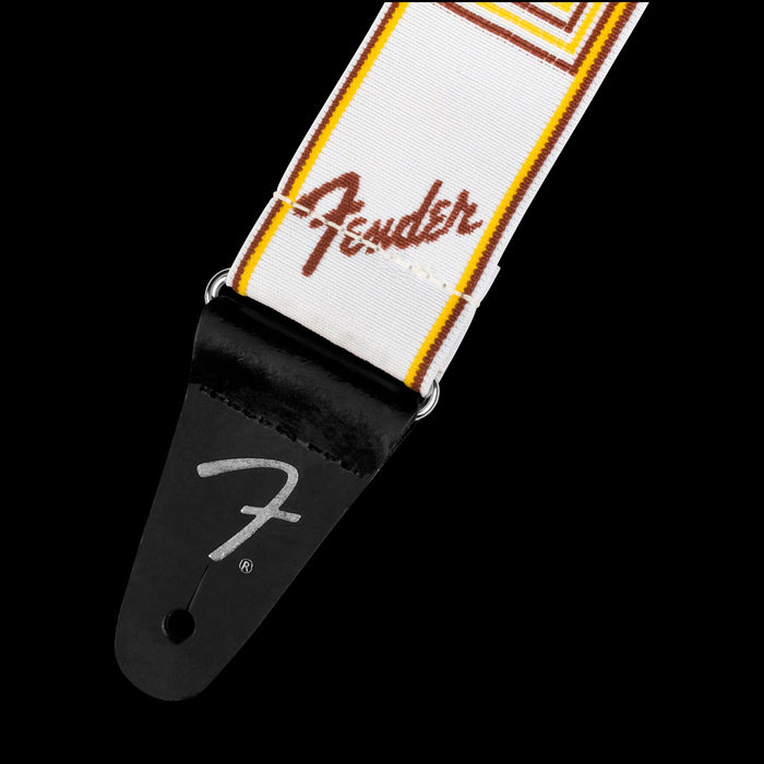 Fender Weighless 2" Monogrammed Strap White/Brown/Yellow