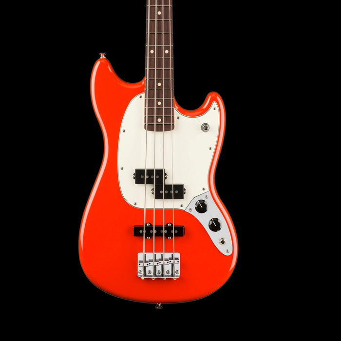 Fender Player II Mustang Bass PJ Rosewood Fingerboard Coral Red Front Crop