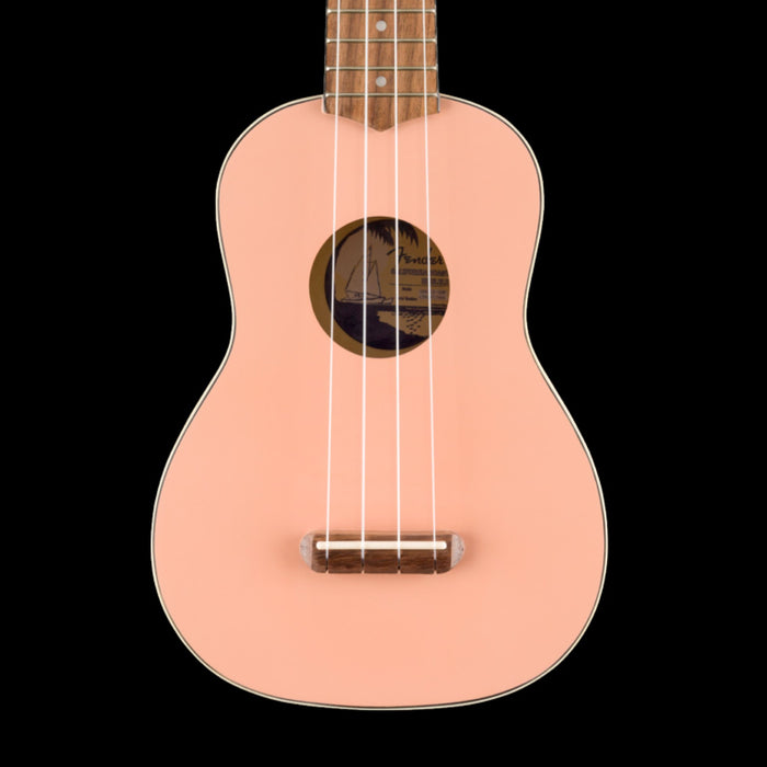 Fender Venice Soprano Uke Walnut Fingerboard Shell Pink Front Crop