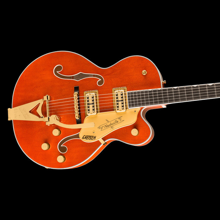 Gretsch Nashville Hollow Body with String-Thru Bigsby Gold Hardware Orange Stain Contour Body Right