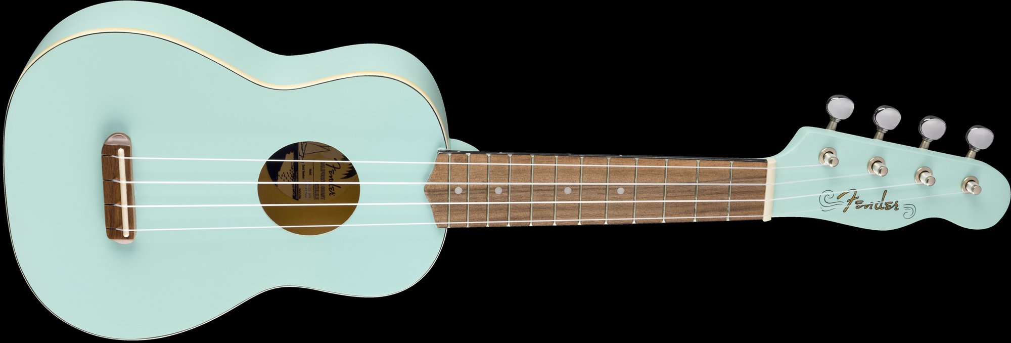 Fender Venice Soprano Uke Walnut Fingerboard Daphne Blue Front Angle