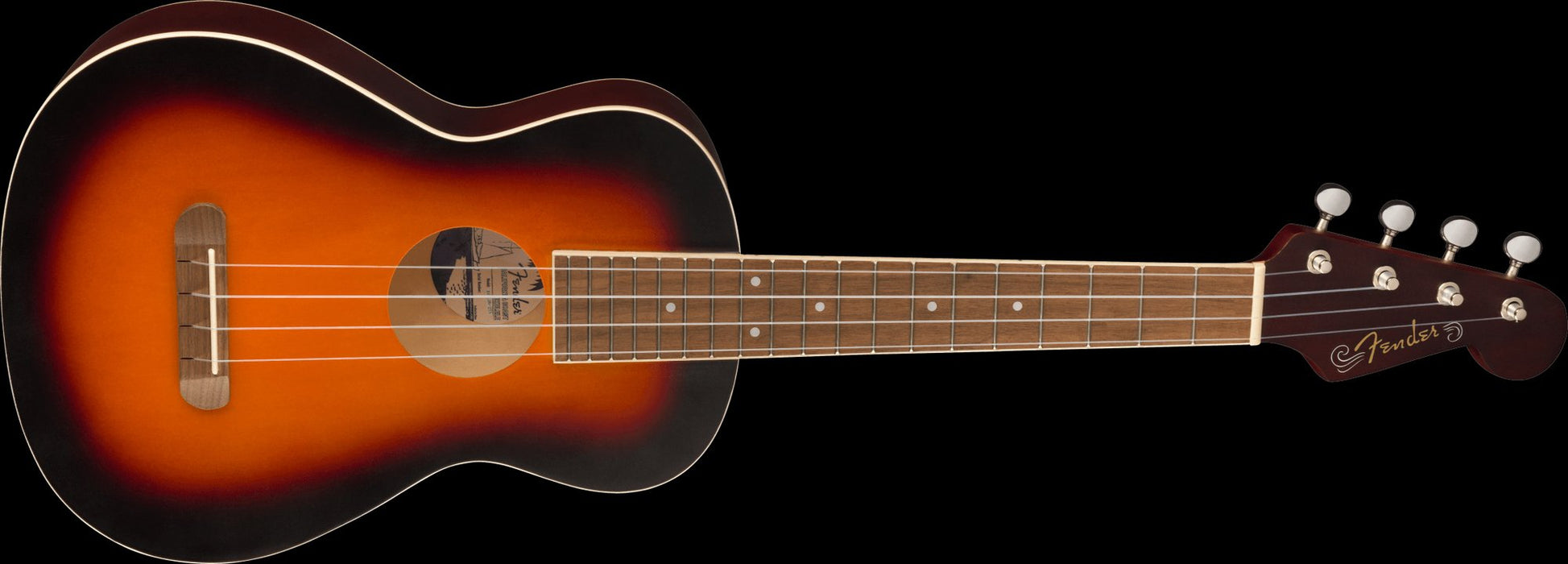 Fender Avalon Tenor Ukulele Walnut Fingerboard 2-Color Sunburst Front Angle