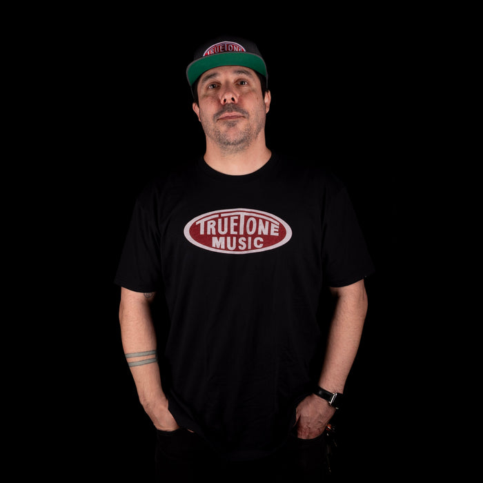 Truetone Music Classic T-Shirt Black With Red & White Logo
