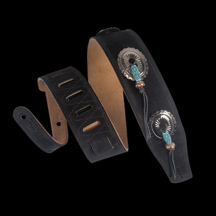 Levy's MS26SF-BLK 2 1/2" Wide Black Suede Guitar Strap Front Wrap