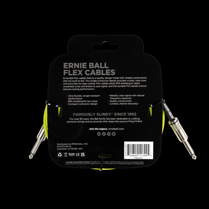 Ernie Ball Flex Instrument Cable Straight/Straight 10ft - Green - P06414 Back