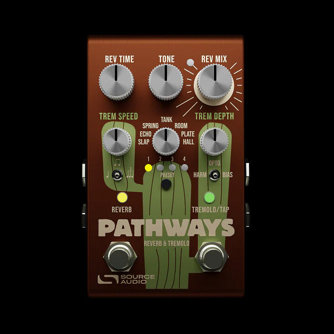 Source Audio Pathways Reverb and Tremolo Pedal Front 